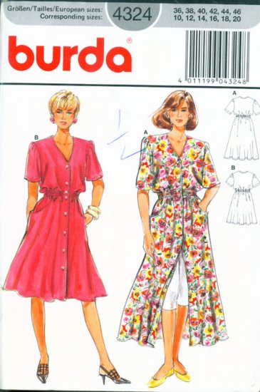 Burda #4324 Easy Carefree Dress Size 10,12,14,16,18,20