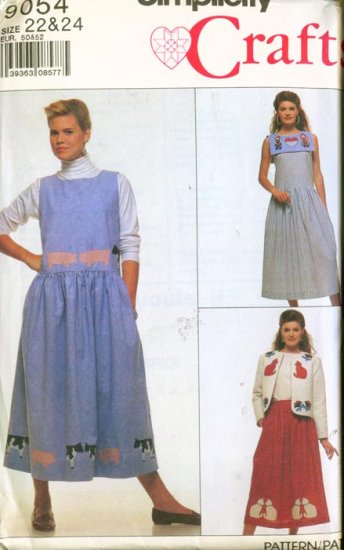 Simplicity pattern #9054 Dress or Jumper & Lined Jacket to decorate Size 22 & 24 UNCUT