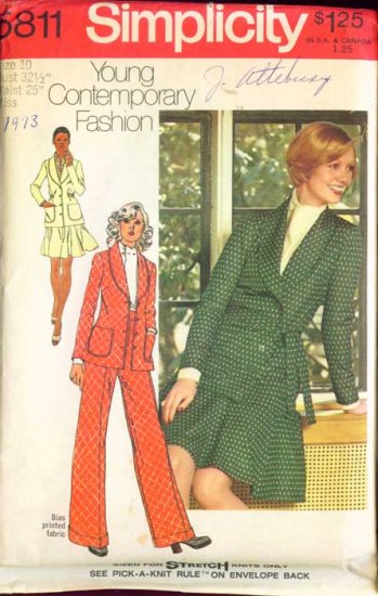 Simplicity 5811 Vintage YOUNG CONTEMPORY sewing pattern Crop Jacket Flip Skirt 10/32.5 uncut