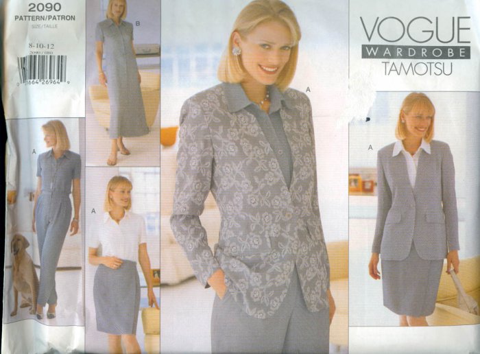 Vogue Pattern 2090 Wardrobe Tamotsu Misses Jacket, Dress, Top, Skirt & Pants Size 8-12 UNCUT