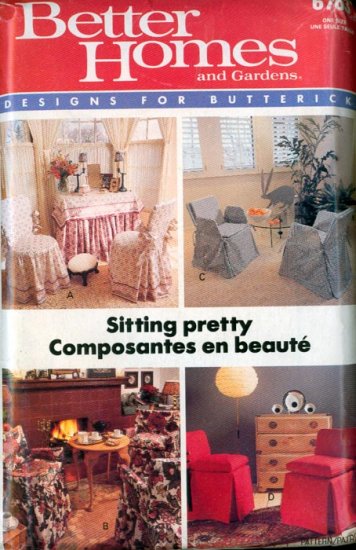 Butterick 6763 Better Homes And Gardens designs for Butterick Chair cover Sewing Pattern UNCUT