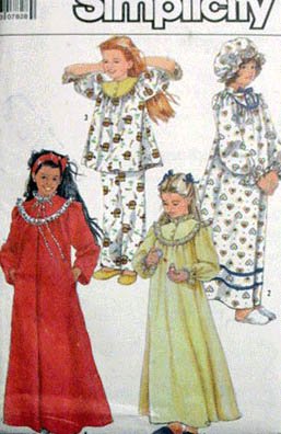 Simplicity 8942 Girls Nightgown, Pajamas, Robe and Hat Size Sm UNCUT