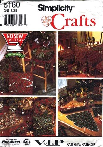 Simplicity Craft Pattern 8160 - Christmas (No Sew) Treeskirt, Mats, Pillow + UNCUT