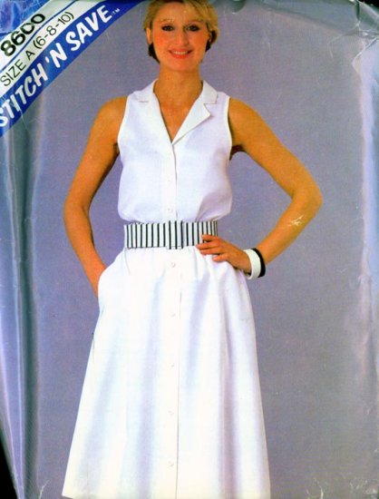 Vintage 80s Stitch N Save 8600 Sleeveless Top and Skirt Size 6 to 10 UNCUT