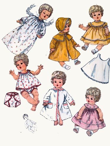 Vtg 60s Simplicity 4727 BETSY WETSY, CARRIE CRIES, SWEETIE PIE, TINY TEARS Doll Clothes Pattern