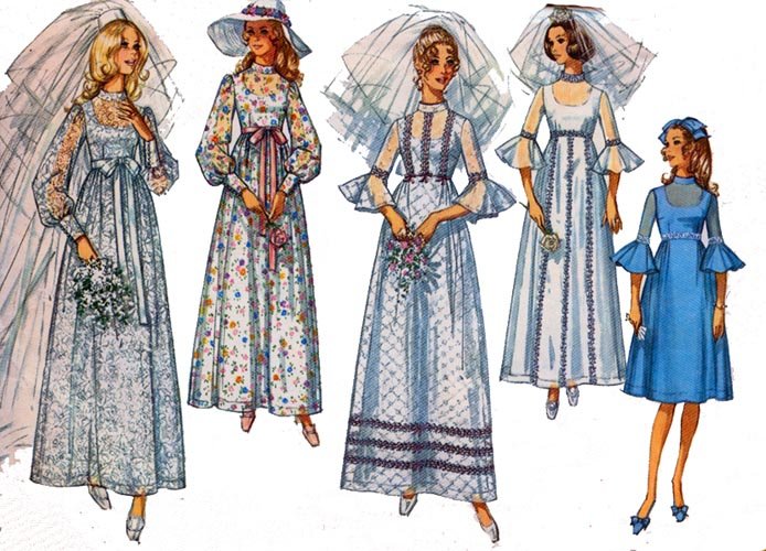Vintage 60's Simplicity 9218 EMPIRE BRIDAL Wedding Dress Size 10 Bust 32.5 UNCUT