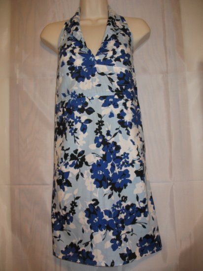 Floral Halter Style V Shape-Flexi Back Top Dress
