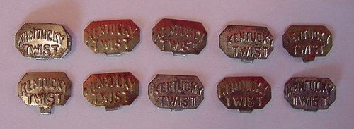 10 Vintage Kentucky Twist Tobacco Pouch Tags