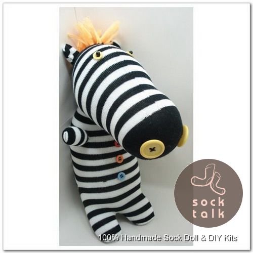 Handmade Sock Monkey Zebra Stuffed Animals Doll
