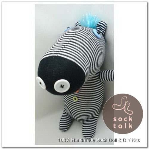 Handmade Sock Monkey Zebra Stuffed Animals Doll