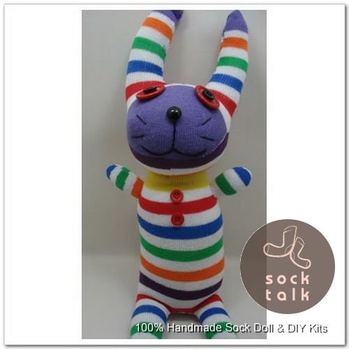 Handmade Sock Monkey Rabbit Bunny Stuffed Animals Doll