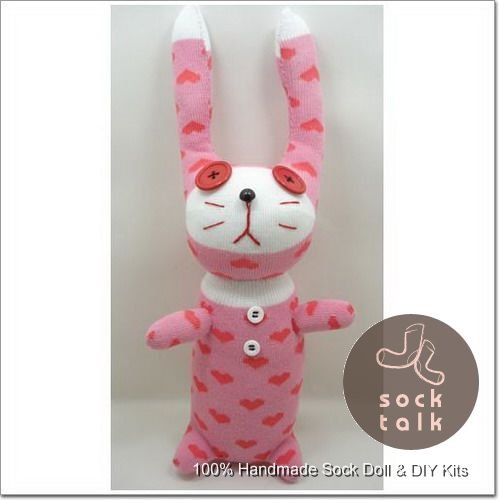 Handmade Sock Monkey Rabbit Bunny Stuffed Animals Doll