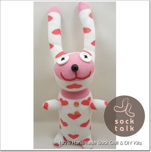 Handmade Sock Monkey Rabbit Bunny Stuffed Animals Doll