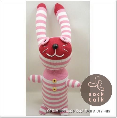 Handmade Sock Monkey Rabbit Bunny Stuffed Animals Doll