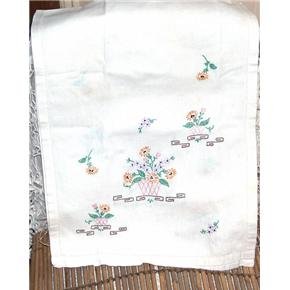 38 inch hand embroidered flower pots dresser scarf doily
