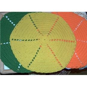 set of 3 large hot pads or placemats 15 inch rounds handmade