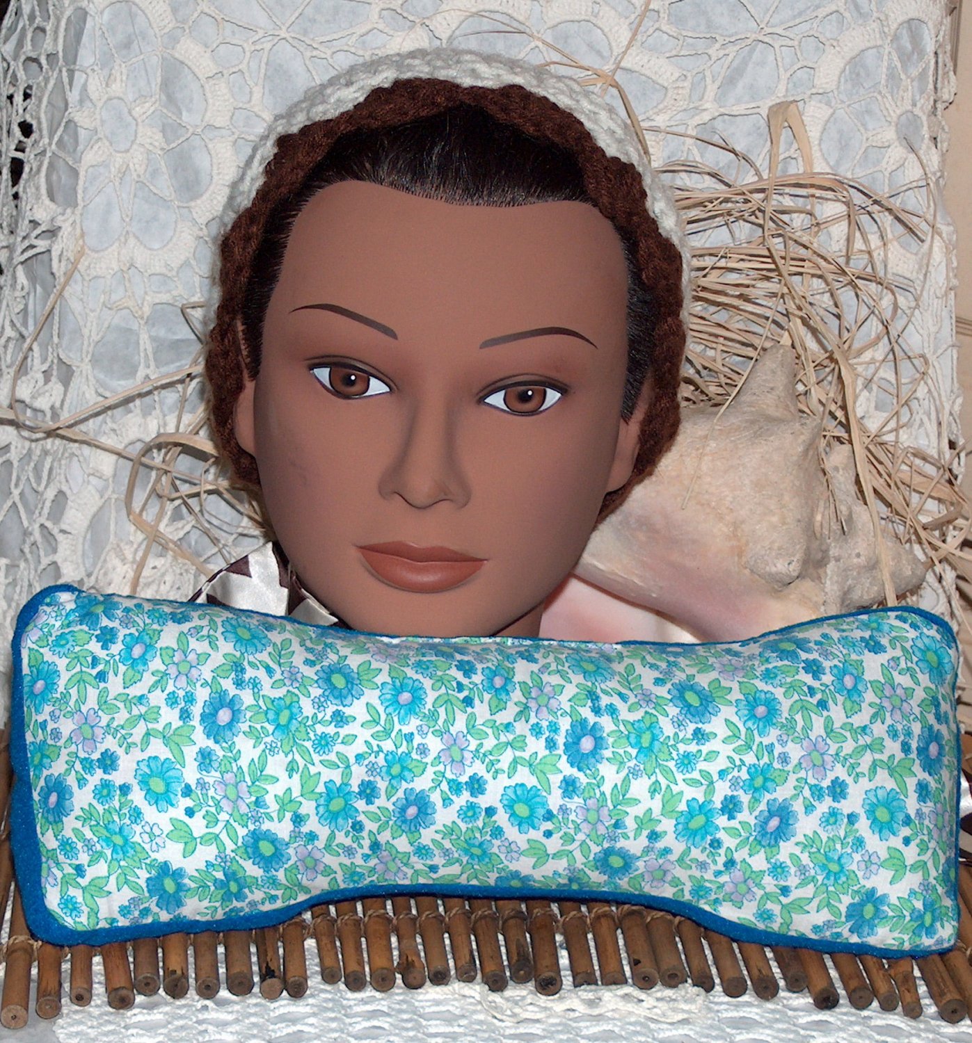 Peacock blue... neck pillow or travel pillow - real Lavender