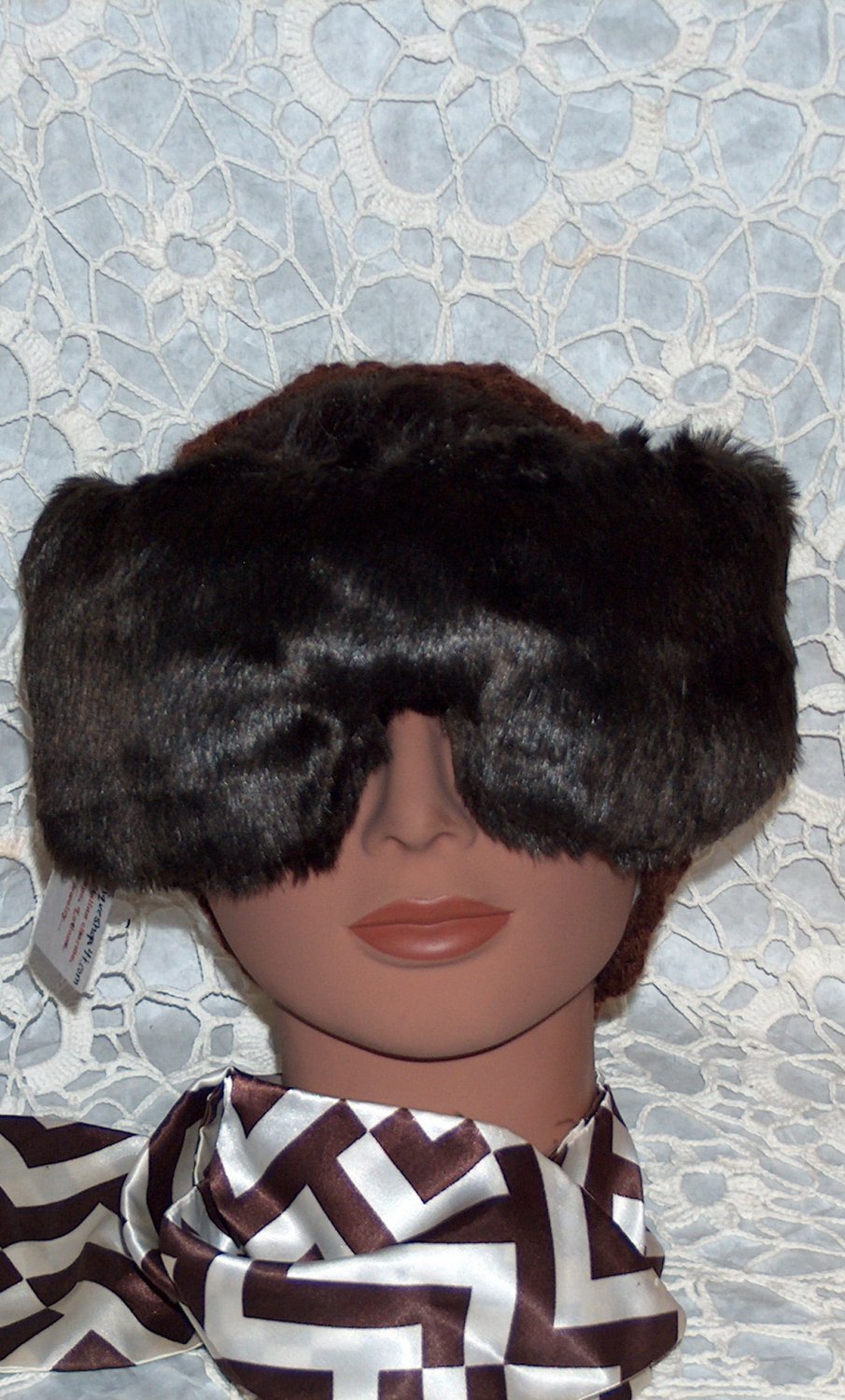 dark brown faux fur eye mask-pillow and dream herbs inside
