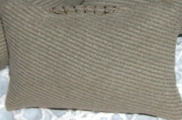 Faux suede 2-tone green sachet 2 x 4 decorative stitch