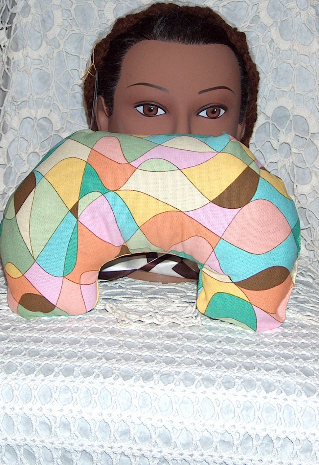 multi color Neck pillow -travel pillow vintage cotton fabric