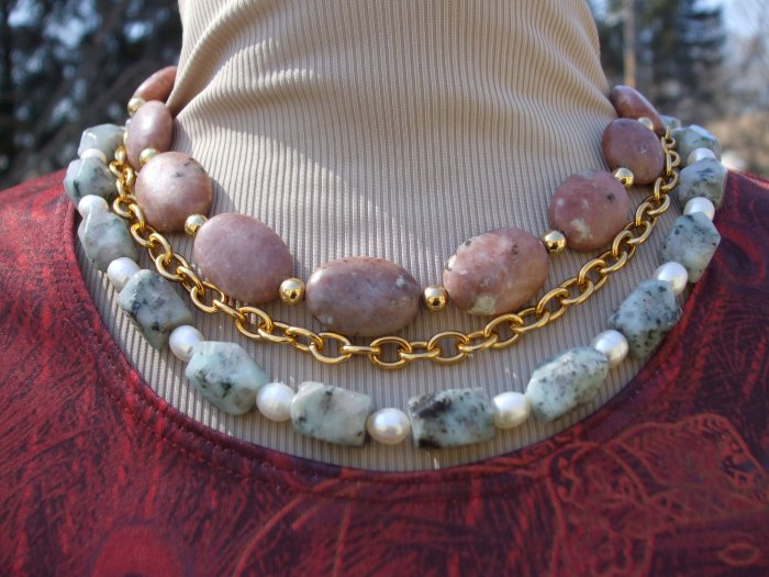 Multi-Stone and Pearl Necklace