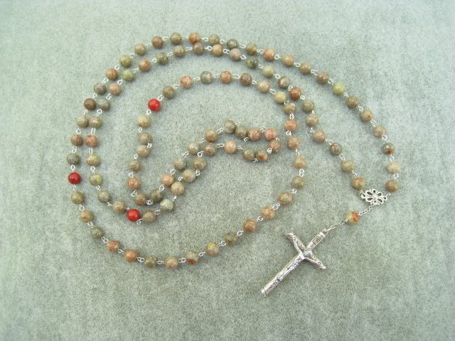 Autumn Jasper Gemstone Orthodox Chotki Prayer Beads Silver Crucifix 100 Beads