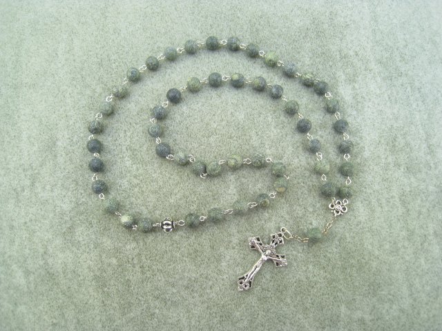 Russian Serpentine Gemstone Orthodox Chotki Prayer Beads Silver Crucifix 50 Beads