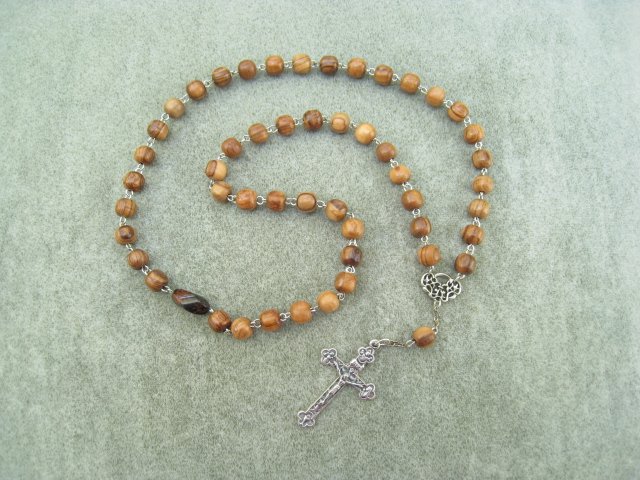 Olive Wood Orthodox Chotki Prayer Beads Silver Crucifix 50 Beads