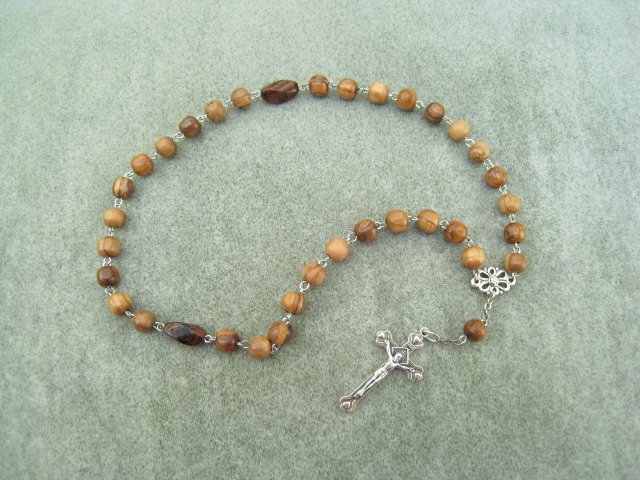 Olive Wood Orthodox Chotki Prayer Beads Silver Crucifix 33 Beads