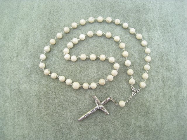 Riverstone Gemstone Orthodox Chotki Prayer Beads Silver Crucifix 50 beads