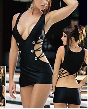 Black Lace Up Dress