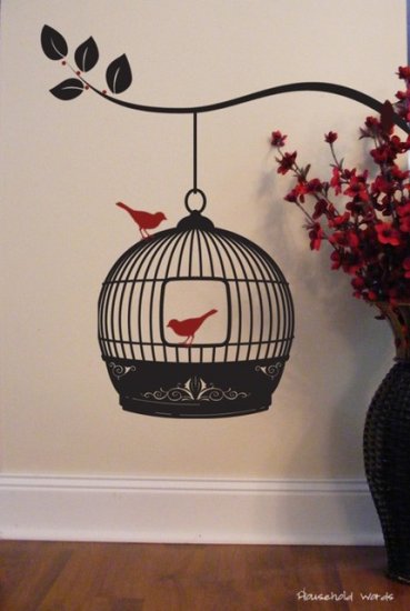 Hanging Bird Cage - Vinyl wall decal