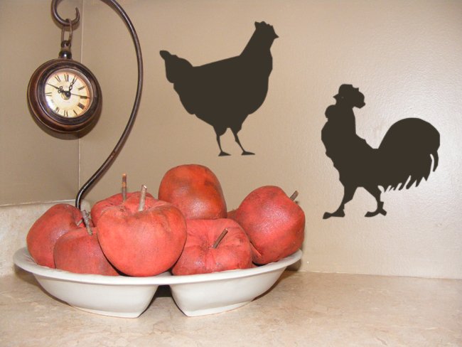 Hen and Rooster silhouette