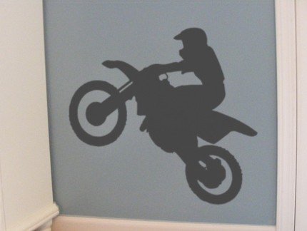 Dirt Bike and Rider Jumping Vinyl Wall Decal Sticker