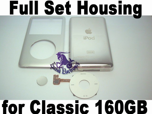 Genuine OEM Silver Full Set Housing Fascia Cover Clickwheel Button for iPod 6th Gen Classic 160GB