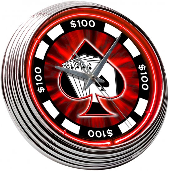 Neon Clock Poker Chip FREE SHIPPING!!!!