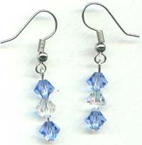 Blue and Clear Swarovski Drop Earrings