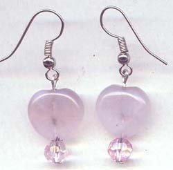 Rose Quartz Heart with Light Pink Swarovski Drop Earrings
