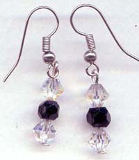 Clear and Black Swarovski drop Earrings