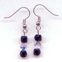 Black and Clear Diamond Shaped Swarovski Drop Earrings