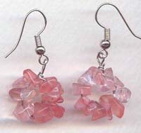 Round Cherry Quartz chips Dangling Earrings