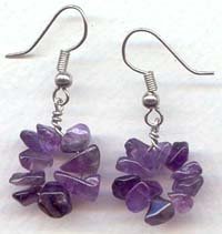 Round Amethyst chips Dangling Earrings