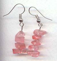 Straight Cherry Quartz chips Dangling Earrings