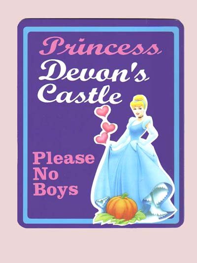 Personalized PRINCESS CINDERELLA Girls Room Door SIGN (Purple)