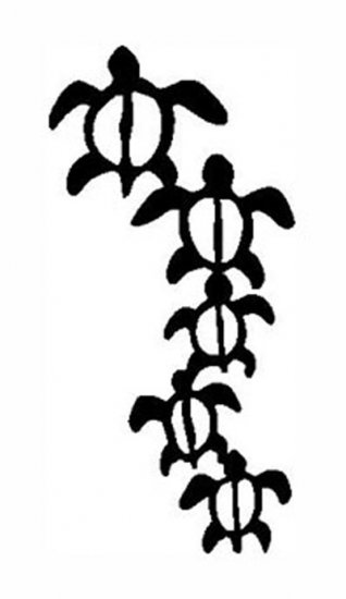 5-TURTLES in a row VINYL Syticker/decal