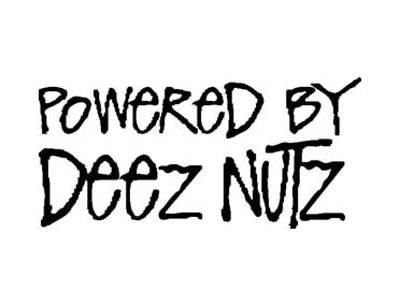 Powered by dez nutz vINYL STICKER / DECAL