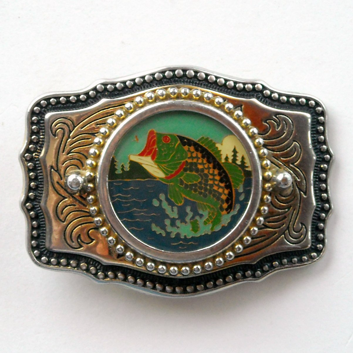 Bass Largemouth Brass Color Made In USA Vintage Belt Buckle