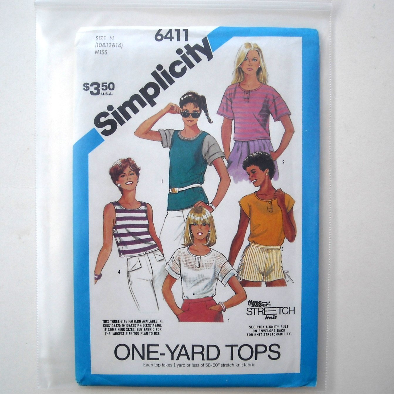 Simplicity Sewing Pattern 6411 Size 10 - 14 Misses Pullover Tops