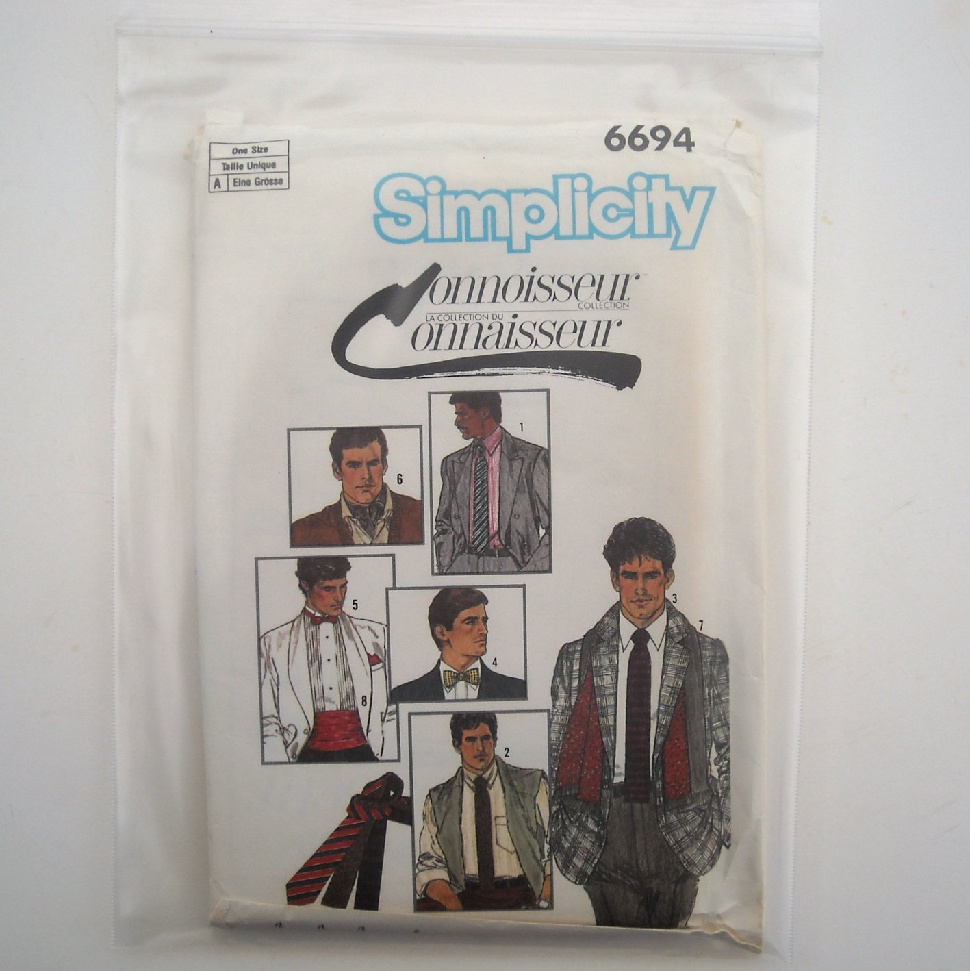 Mens Accessories Tie Cummerbund Simplicity Sewing Pattern 6694