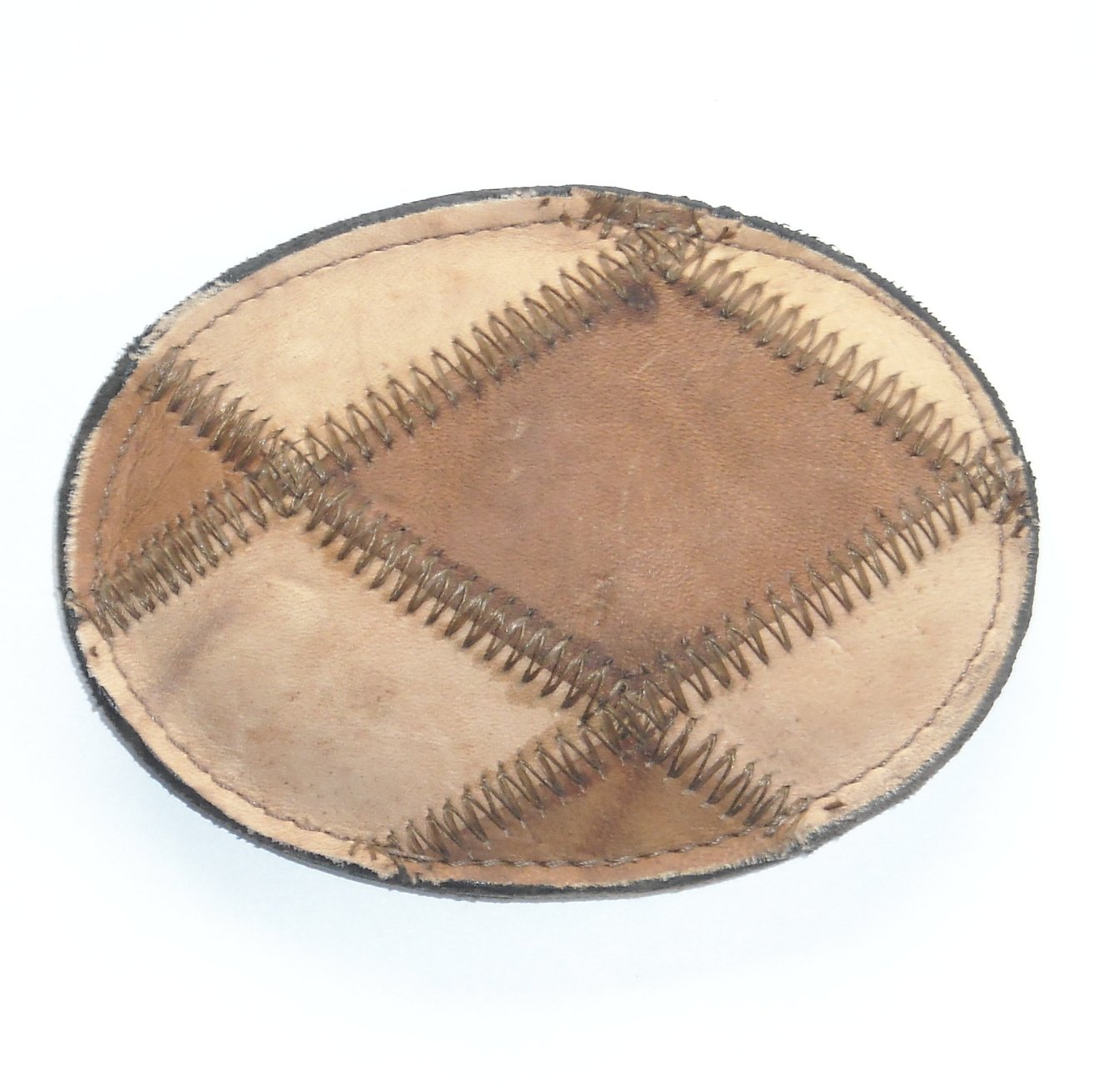 Beige Brick Sewn Vintage Tony Lama Leather Belt Buckle